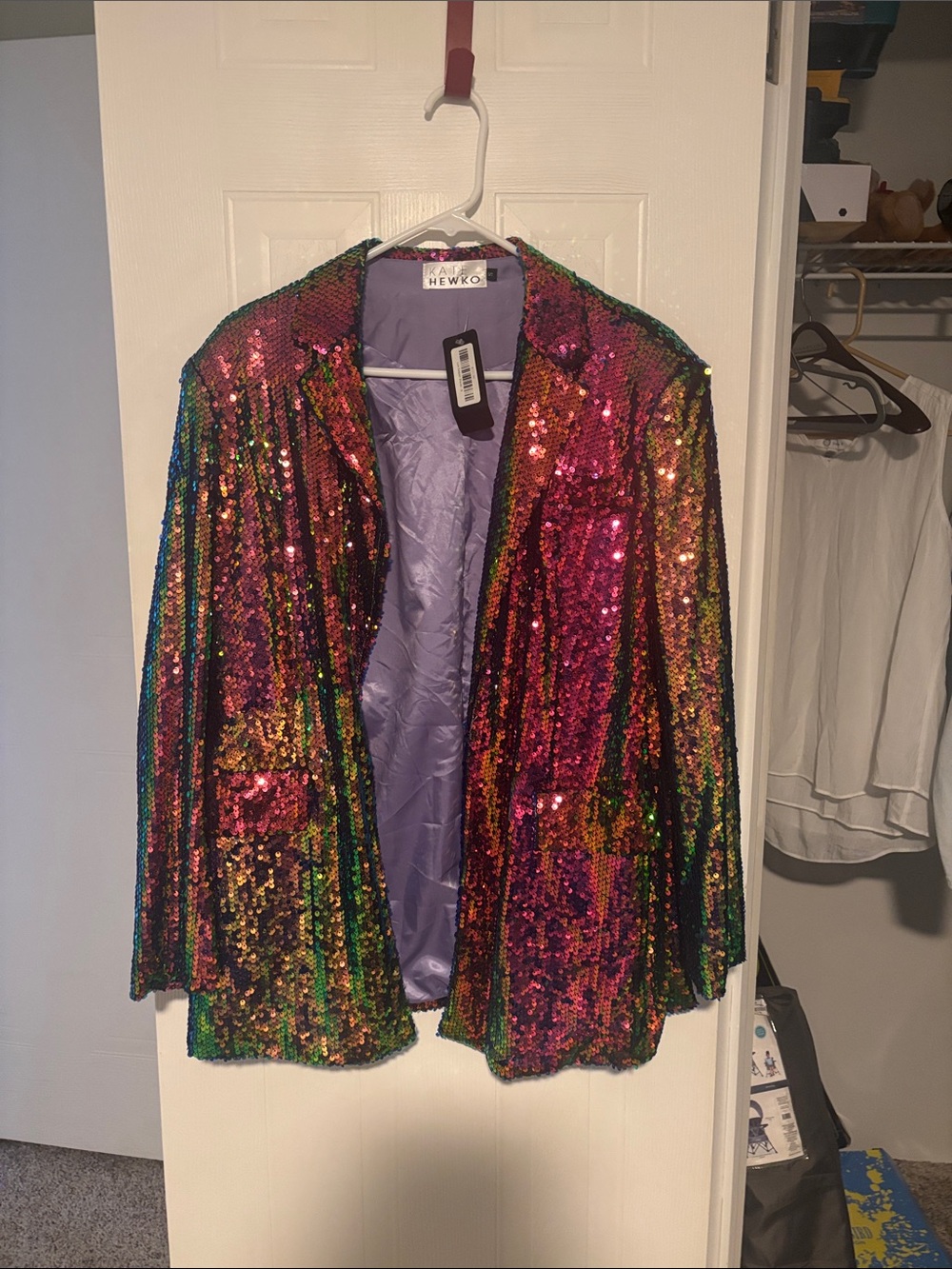New Kate Hewko Sequin Blazer Jacket in Multi-Color by Sz S